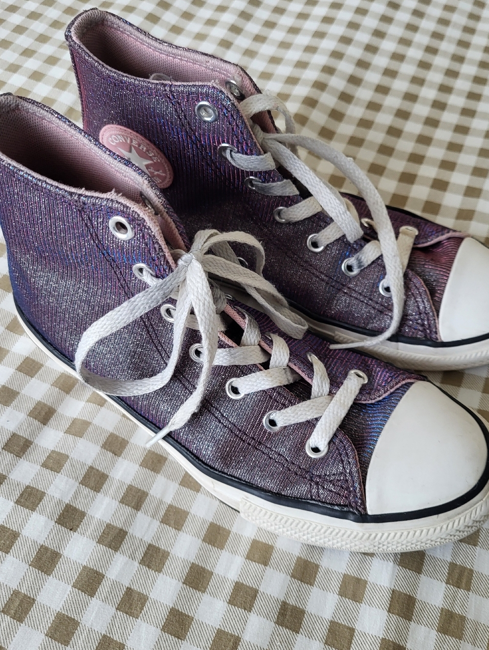 Converse Chuck Taylor All Star Shoes Coastal Iridescent Pink Silver White Sz 4